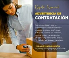 Trabajo desde casa/empaquetado de folletos