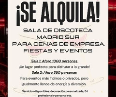 Alquiler de sala de discoteca para eventos ,fiestas privadas o cenas de empresa