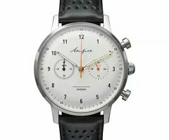 Reloj Akerfalk 🇨🇭 12h / 24h Cronógrafo - Cuero Horween negro "Super Oferta"🔆