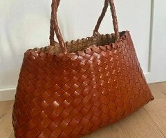 Bolso ROSY grande auténtica piel de becerro Italia Coñac