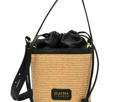 Bolso Laura Paja – Cubo de piel trenzada | Hecho en Italia