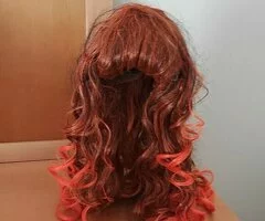 Peluca sintética color naranja - 7