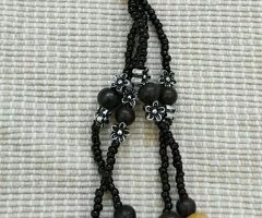 Collar tribal madera y cuentas negras - 5