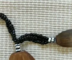 Collar tribal madera y cuentas negras - 7