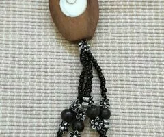 Collar tribal madera y cuentas negras - 8