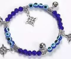 Pulsera Ojo turco+Nudo de bruja+cascabeles