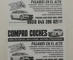 Compro coches averiados, sin ITV, con embargo, con deudas o funcionando.