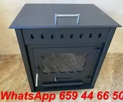 Estufa de leña grande con salida de humos por detras y horno - 6