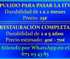 Pulido de faros al momento