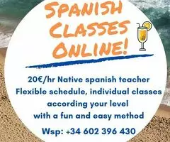 Spanish classes, ONLINE, 20€/hr